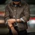Vintage stand collar waterproof oil waxed canvas hunting jacket for men.